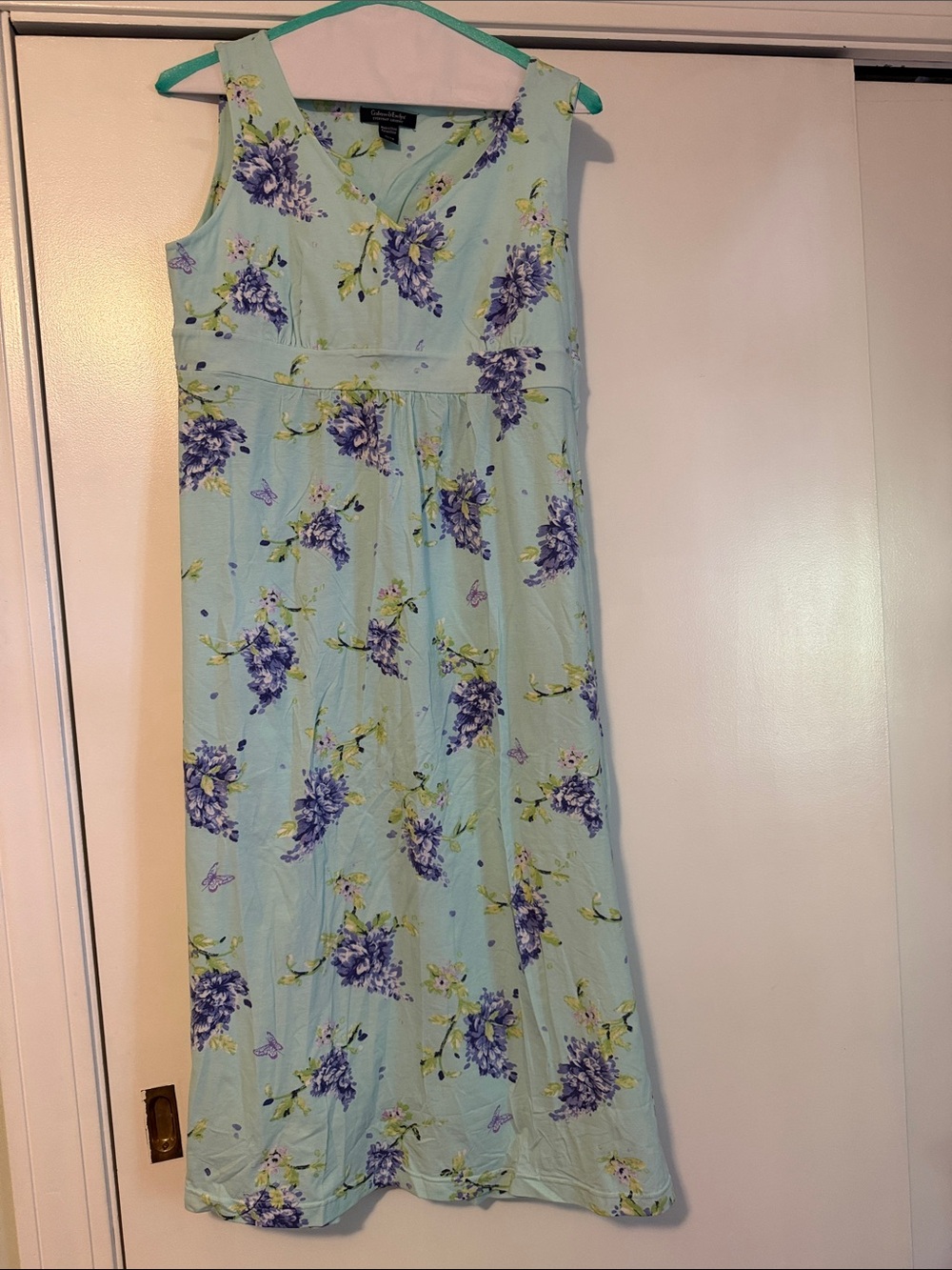 Crabtree & Evelyn Maxi Dress with Purple Wisteria Print- NWOT
